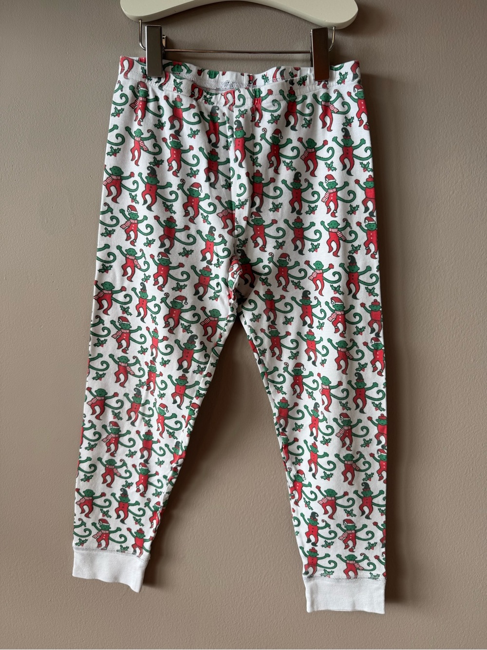 Roller Rabbit Kids Monkey Christmas Holiday Print Pajamas Bottoms Only 10 Years